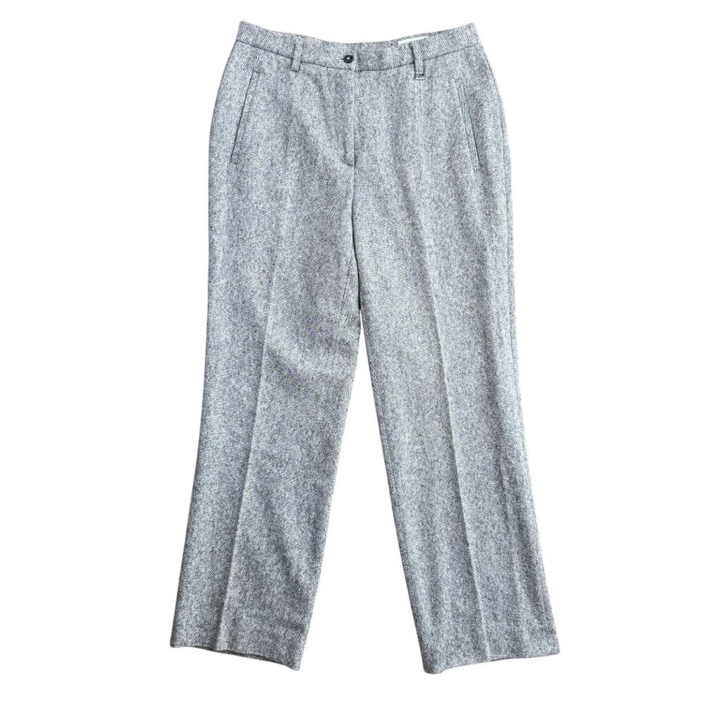 Hauber Dress Pants Womens Chambray Wool Gray Trousers 12 Germany Tailored Fit